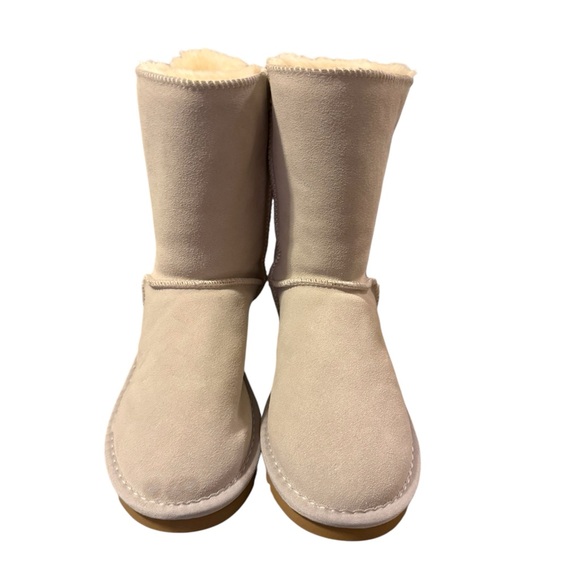 Cream Faux Shearling Bow Winter Boots - Picture 2 of 8